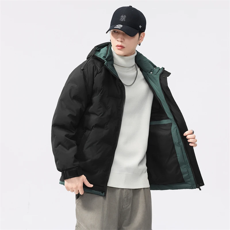冬カジュアル高級品質メンズ綿入りジャケット冬耐寒性暖かいフード付きコートファッショナブルな綿入りジャケット