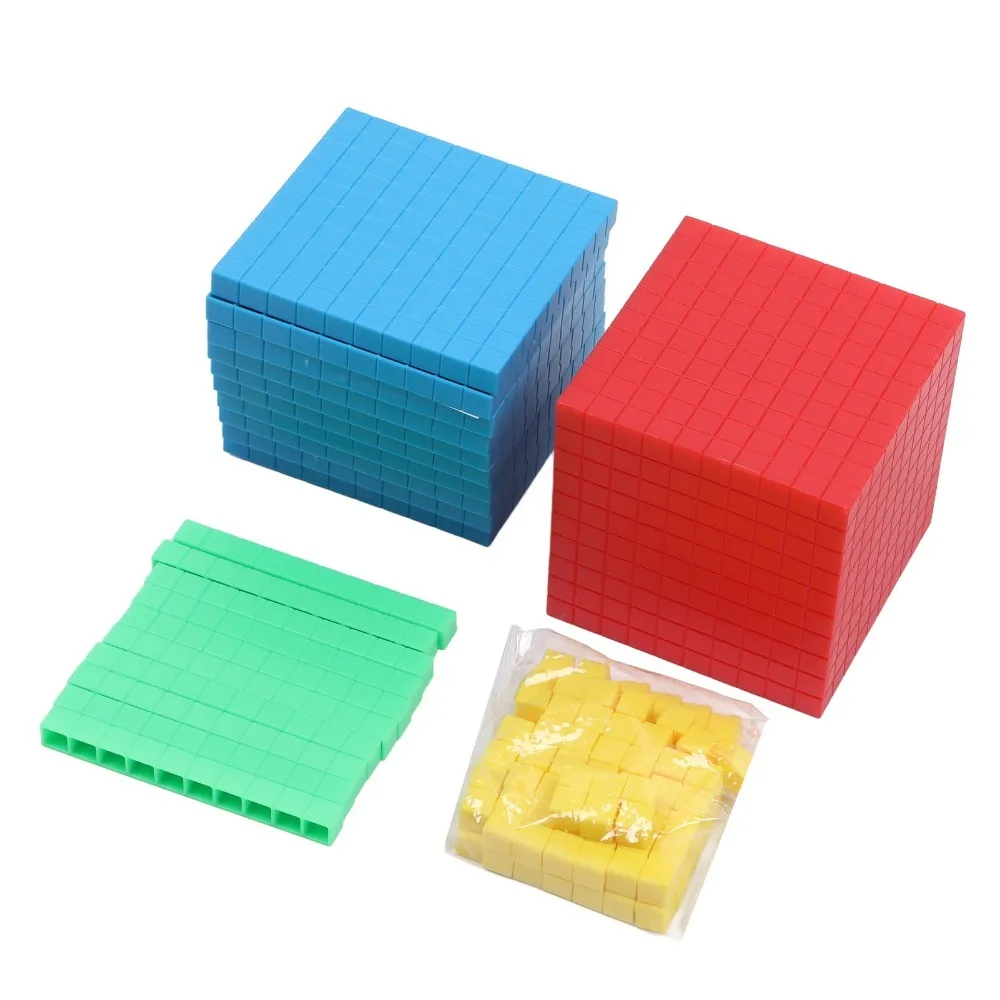 ABS Plastic Four Order Decimal Solid Cube Shape Numbers Within Ten Thousand Multi Colors Small Blocks Large Number Carry