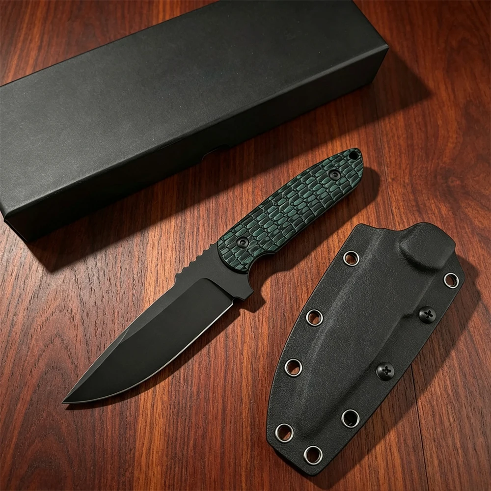 D2 Steel Fixed Blade Multitool Knife, Ergonomic G10 Handle with Sheath Outdoor Camping Survival Hiking Tool for Everyday Carry