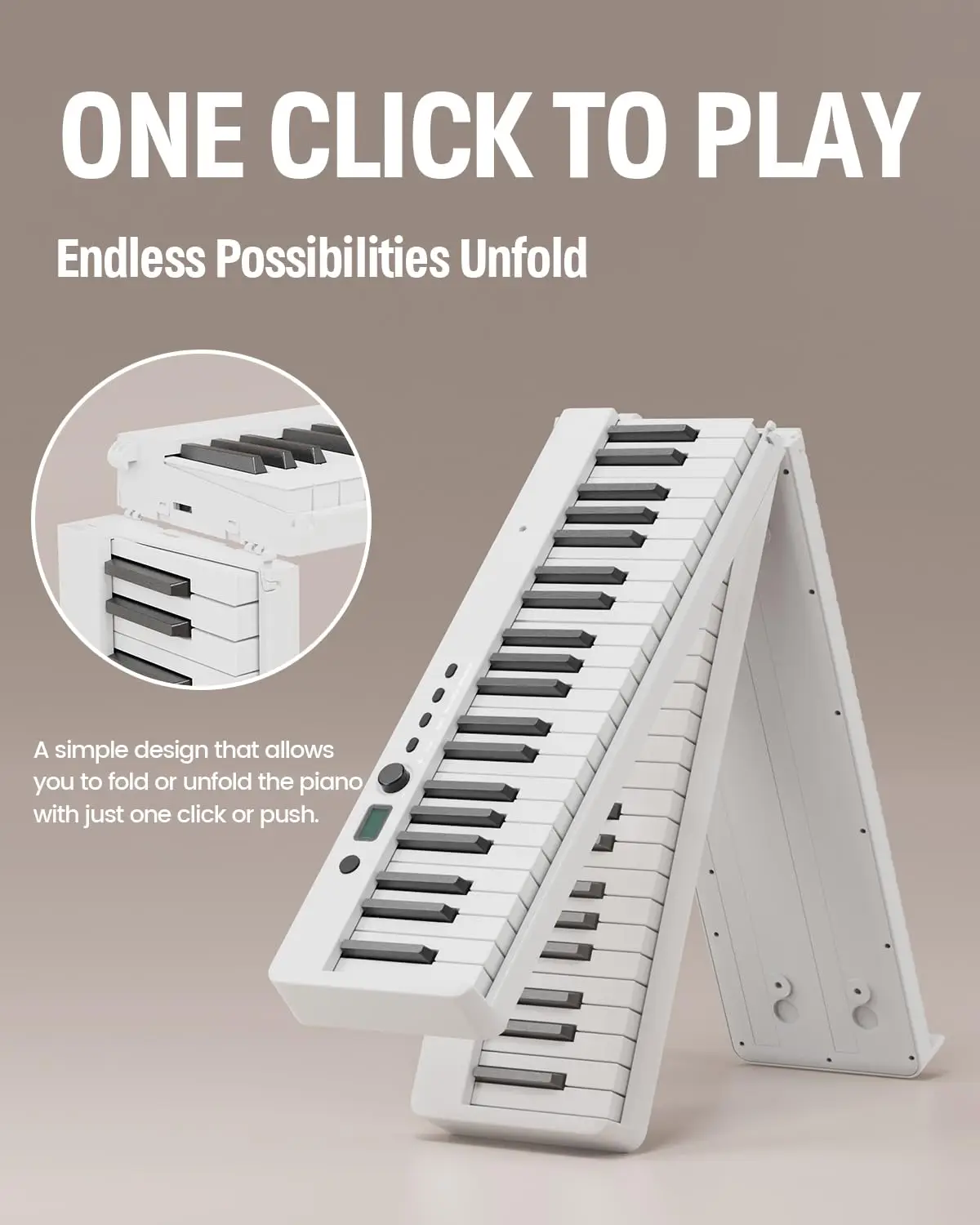 88 Keys Foldable Electronic Piano Multifunctional Portable Digital Piano 128 Rhymes for Student Musical Instrument