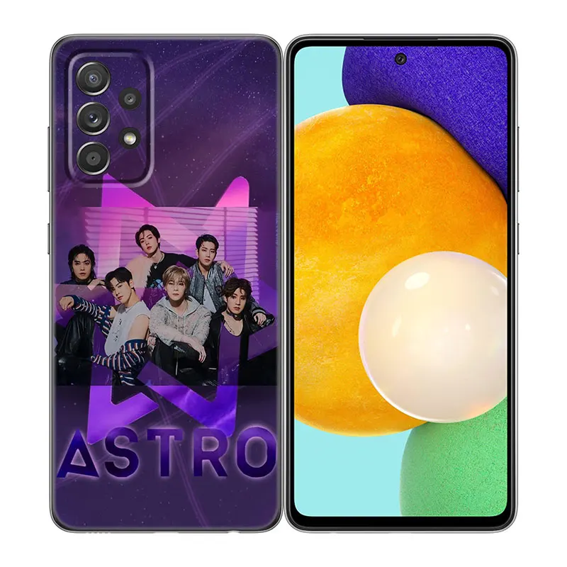 Custodia per telefono nera Astro Kpop per Samsung A13 A22 A24 A32 A23 A25 A34 A35 A52S A53 A54 A55 A73 5G A12 A14 A15 A31 A33 A50 A51 A72