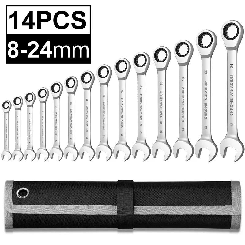 Combinatie Box End Ratelsleutel Key Wrench Set Spanner Kit Metric Hand Tool Set Auto Reparatie Tools