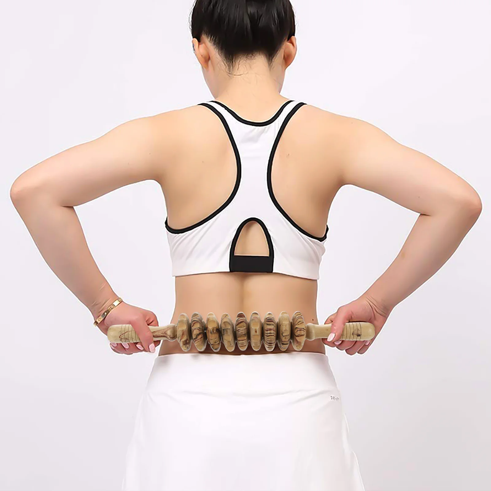 

1pc Wooden Nine-Roll Massager For Back Belly Muscle Roller Stick Manual Massage Tool Abdominal Health-Preserving Fitness