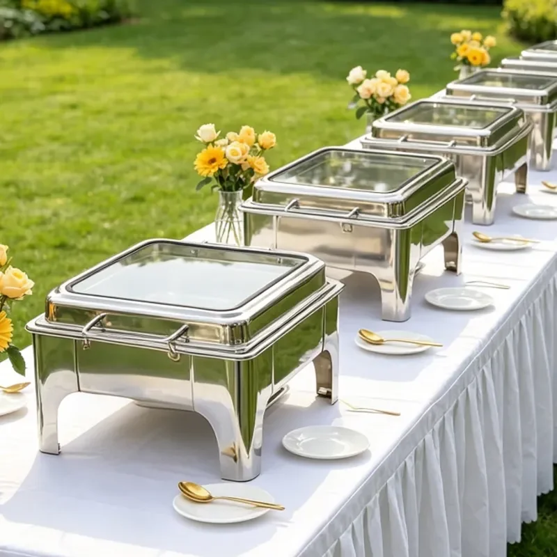 Silver Insulated Food Warmer Plate for Catering Buffet Hotel Restaurant Service Window Tray Heat Preservation Dish Holder