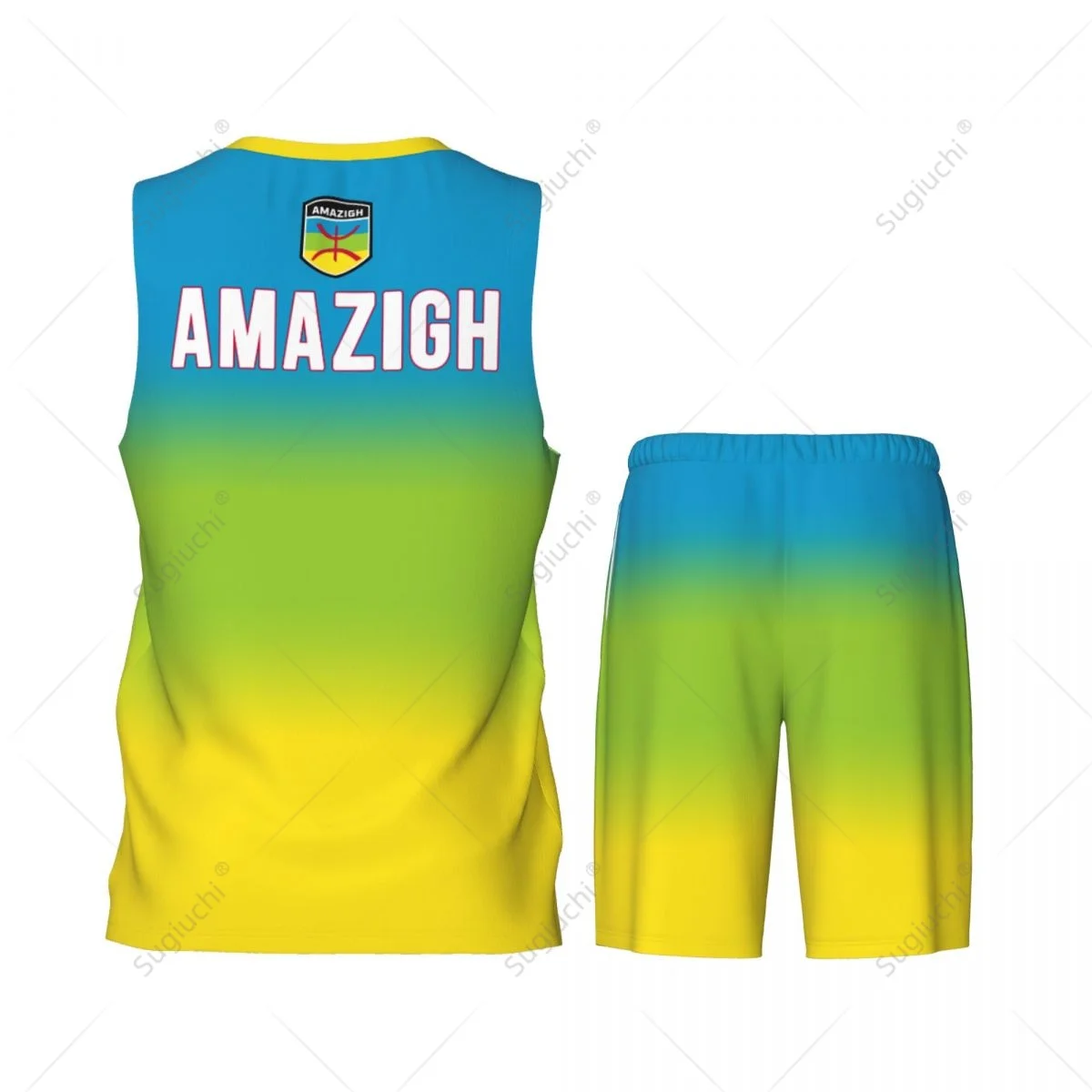 Men Amazigh Berber Flag Basketball Jersey Set Mesh Shirt & Pants Sleeveless Exclusive Team-up Custom Name Nunber Unisex