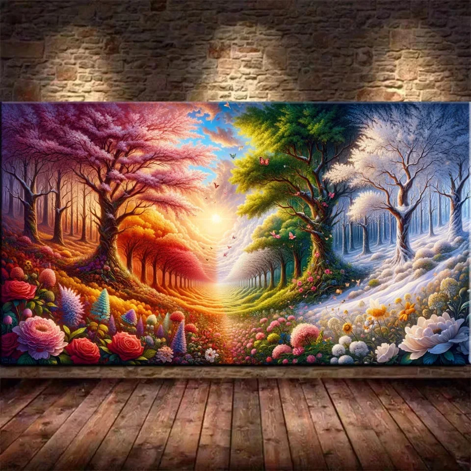 DIY 5D Diamond Painting Four Seasons,Spring,Summer,Autumn Landscape New 2024 Full Mosaic Diamond Embroidery Sale Large Size