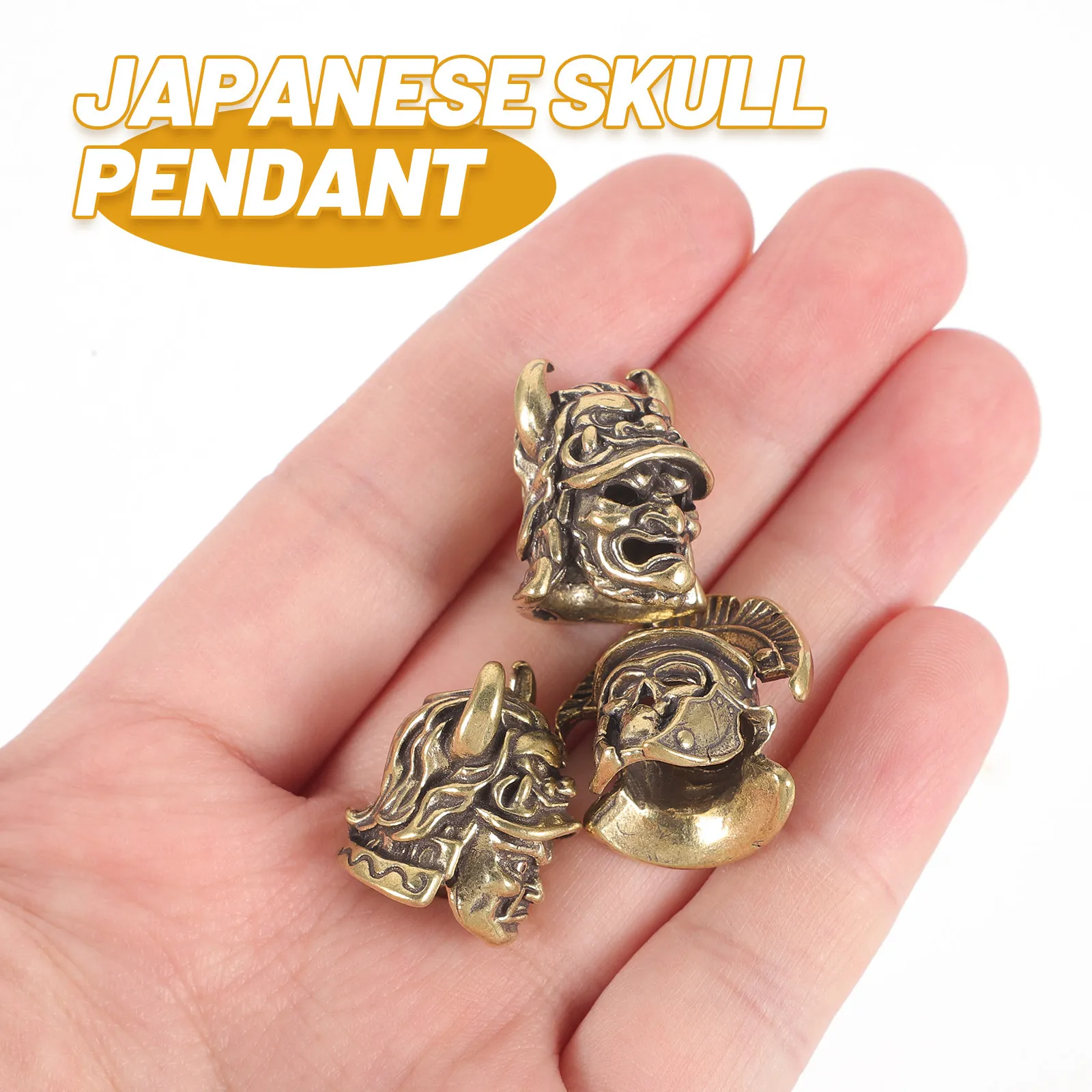 

Набор из 3 винтажных латунных подвесок-самураев, креативные брелоки для ключей, декоративные маленькие латунные подвески-шармы