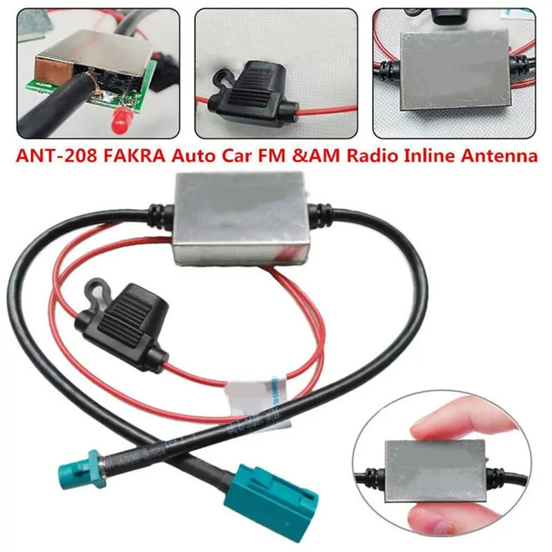 M50K-FM AM Radio 5Th Generation ANT208 Car 12V Inline Antenna Signal Booster 25Db Gain Noise Level Under 7Db For Clearer Recepti