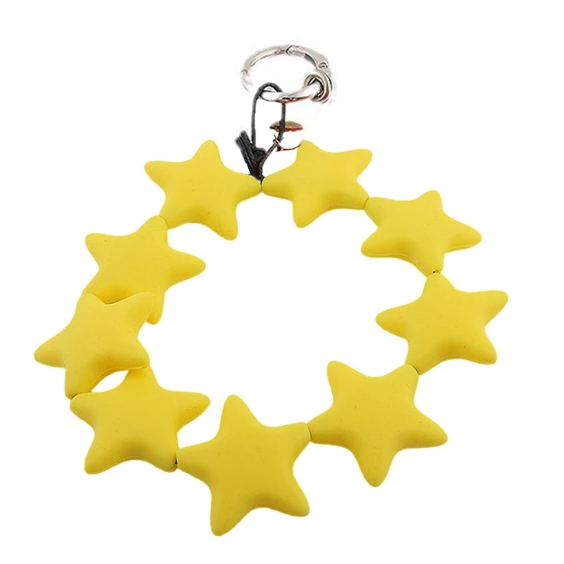 Multicolor Star Phone Strap Colorful Keychain Pendant Acrylic Wrist Chain for Mobile Security Stylish Purse Decoration