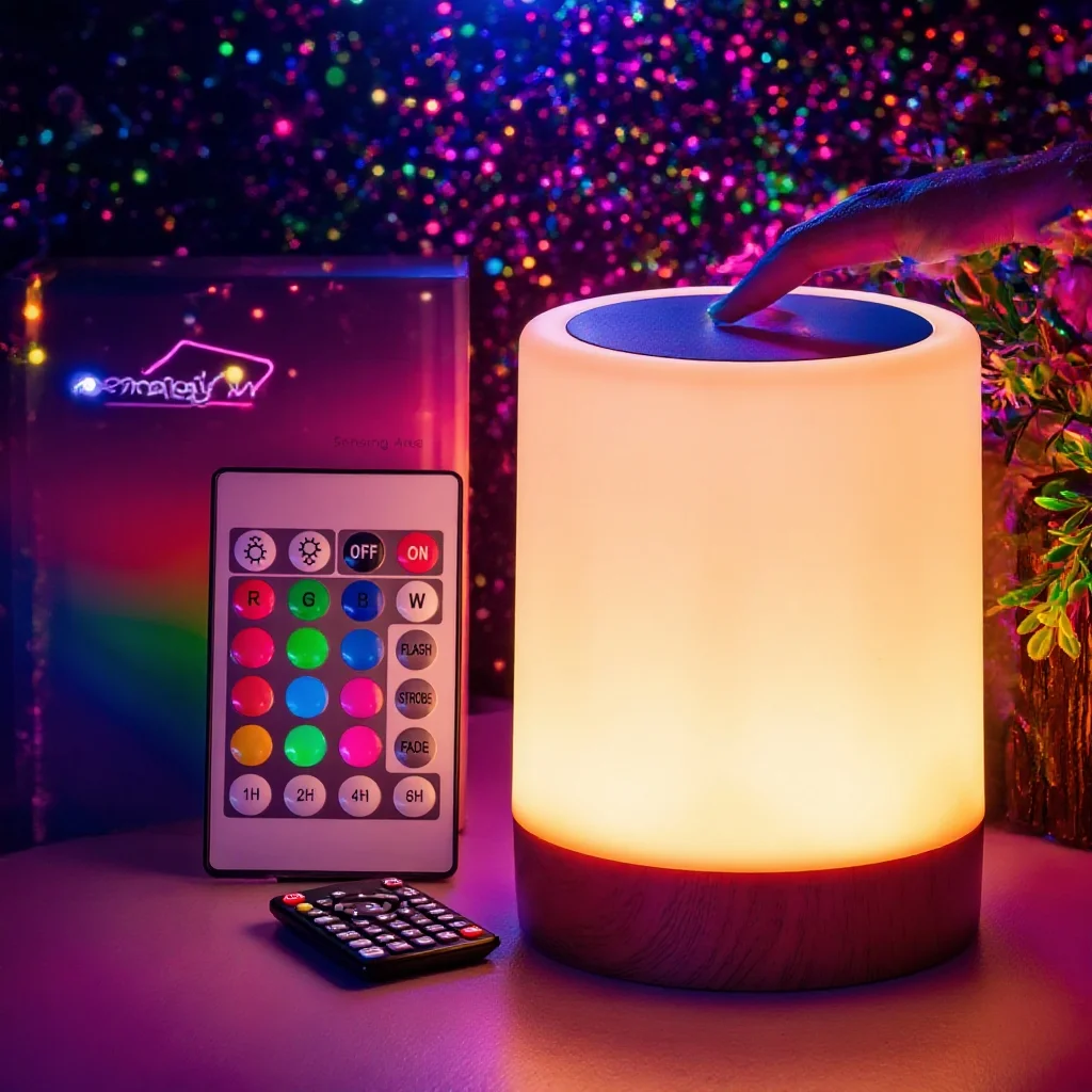 

Remote Control 16 Color Changing Light, Night Light Touch Bedside Light Dimmable Desk Light,Timed Shutdown, USB Charge