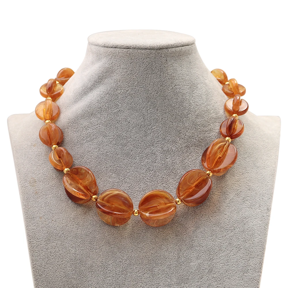 Neue Trendige Geometrische Harz-Perlenkette für Damen und Herren, Farbenfrohe Acryl 3D-Kreis Handgemachte Choker-Halskette, Retro-Schmuck Geschenk – Detail 6