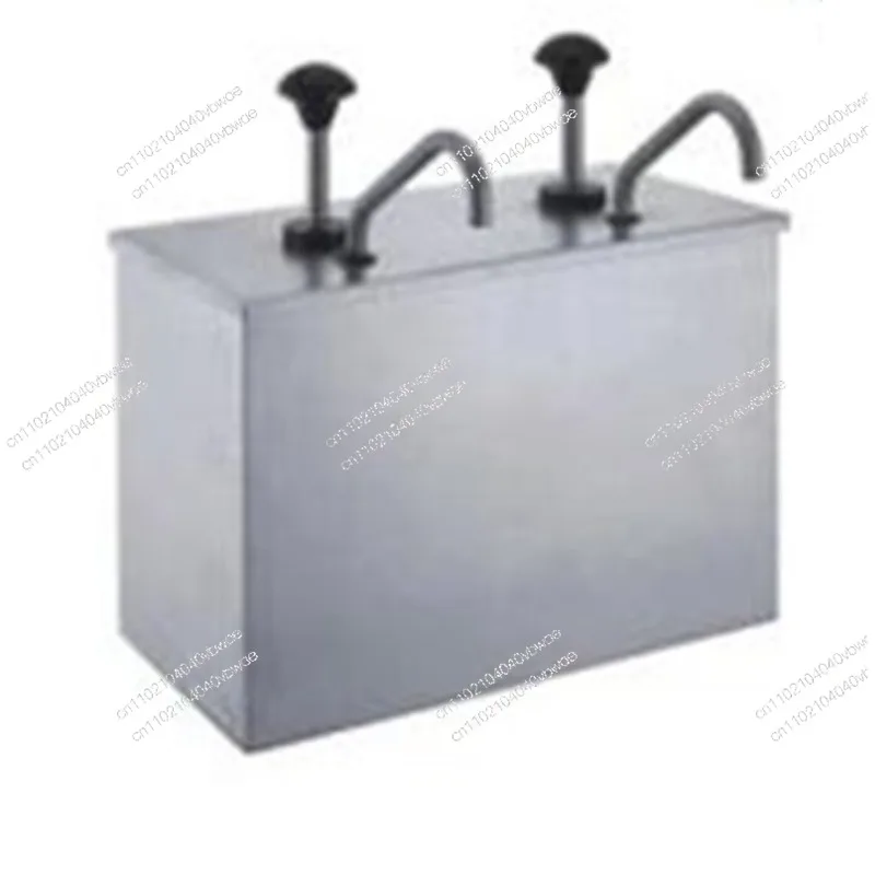 2 Buckets Sauce Dispenser Pump Condiment Pump Station with 2 3.6Quart Buckets, Stainless Pump Dispenser for KetchUp Dressing Syr