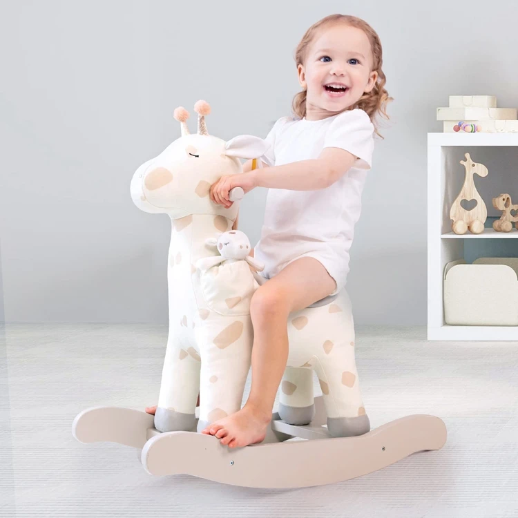 لابيبي هزاز الحصان الغزلان ركوب على لعبة طفل الروك أفخم هزاز الحيوان الحصان الزرافة خشبية الطفل لعبة الحصان هزاز