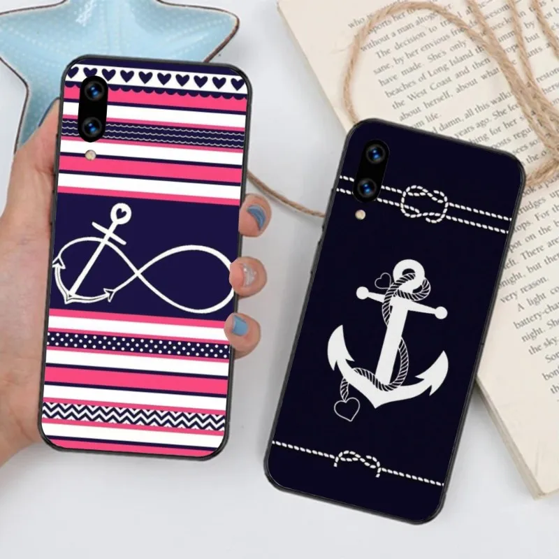 Sailor Safely Anchor Phone Case for Huawei Mate 40 30 20 10 Pro Lite Nova 9 8 5T Y7p Y7 Black Soft Cover Funda Shell