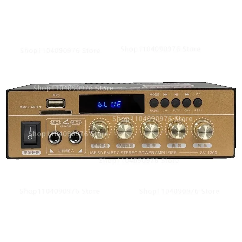 220V high power mini small bluetooth hifi power amplifier household lossless 12V card U disk radio and air player