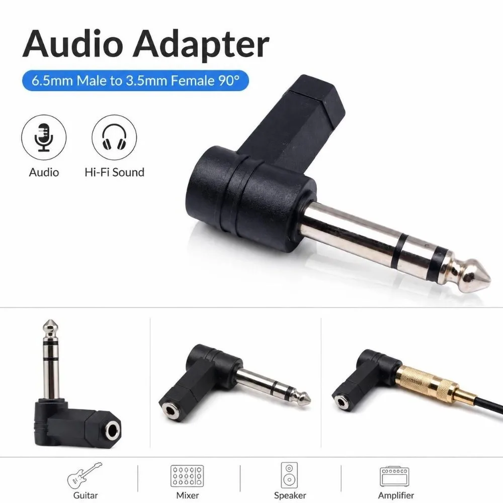 Zinc Alloy Audio Adapter Male To Female Right Angle Audio Converter Stereo Dual Channel Space Saving Headphone Jack Adapter
