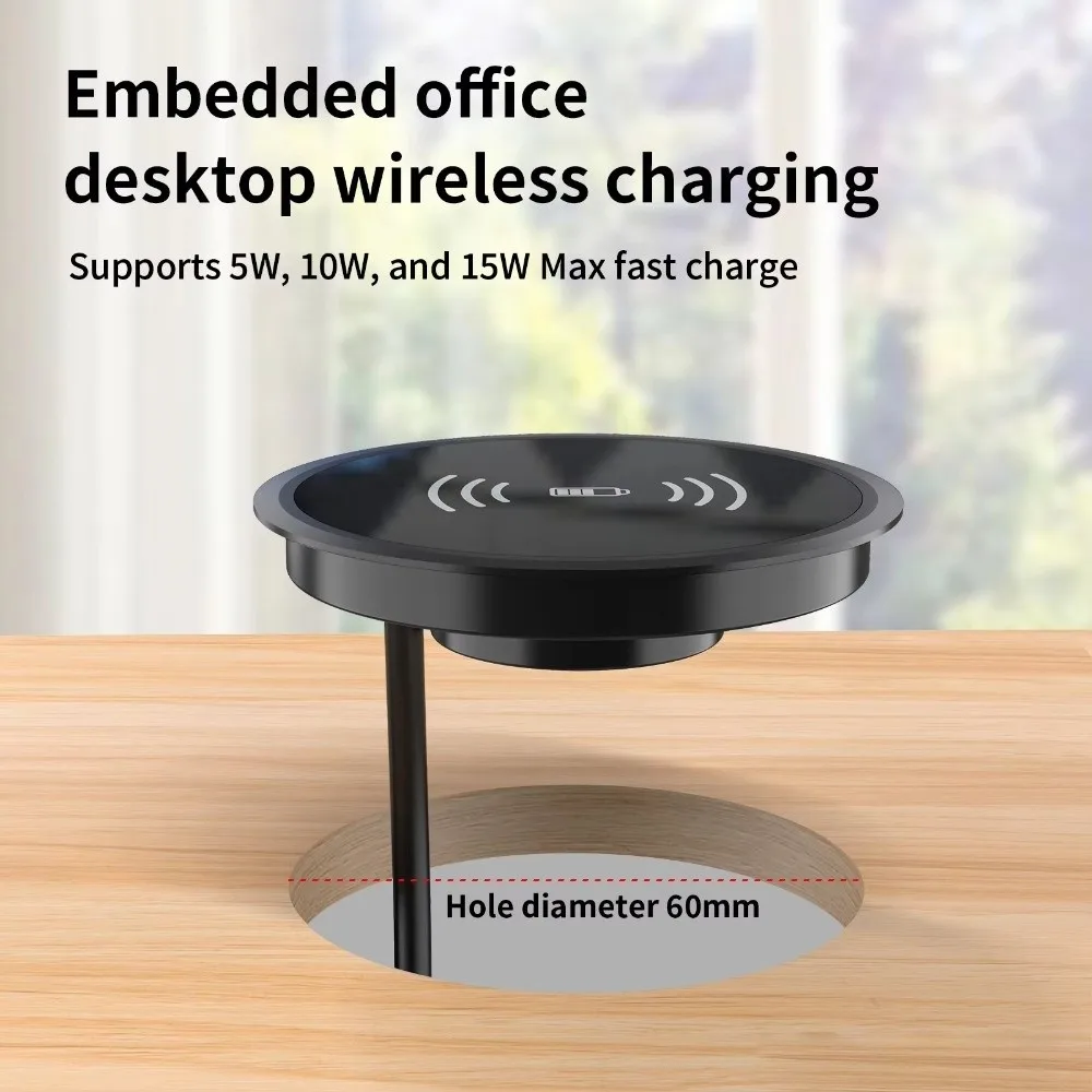Fast Charging Fast Wireless Charger Embedded 15W Fast Wireless Charger Pad Desktop Inductive Charging Base