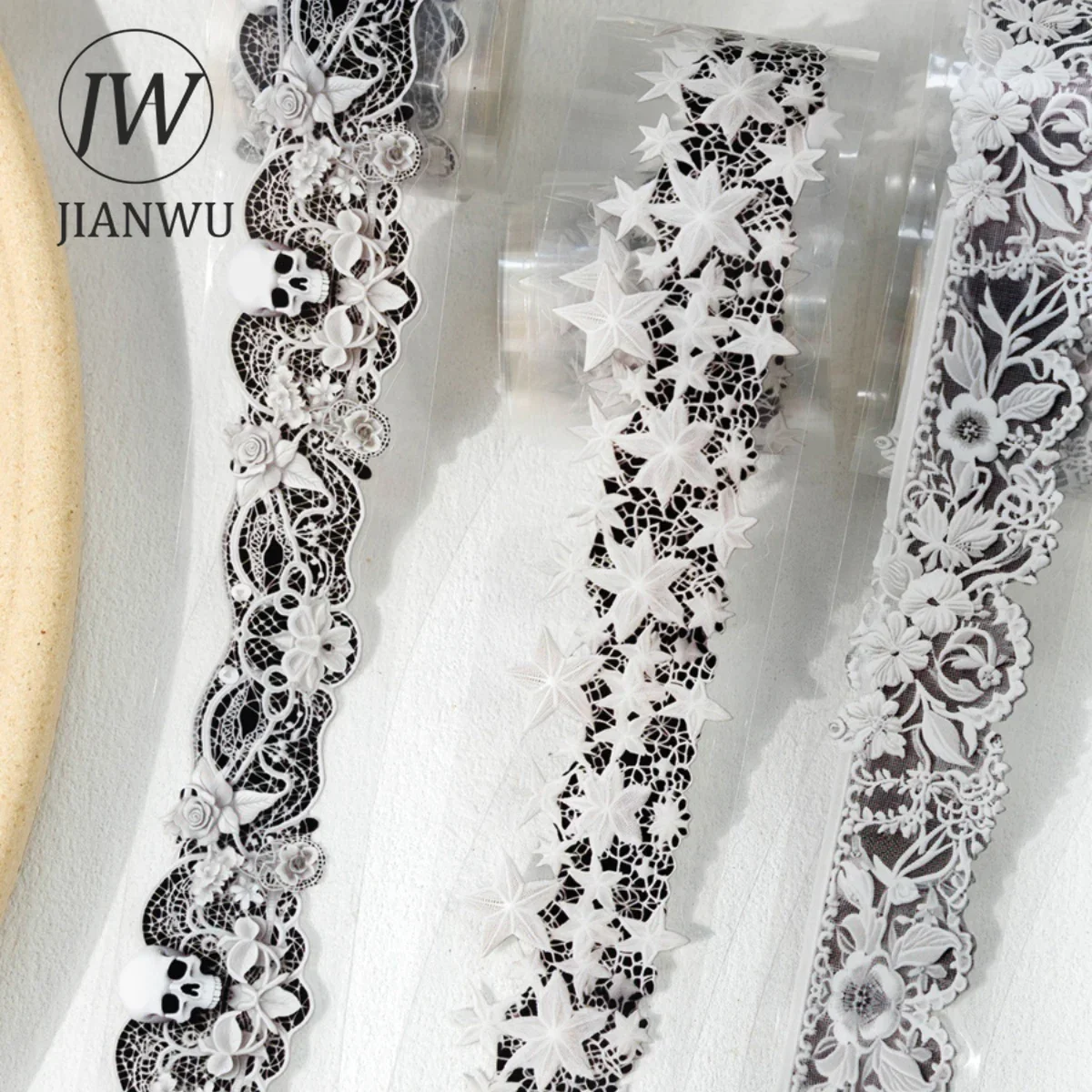 JIANWU 45mm*200cm Lace Dance Series Vintage Bow TieLandscaping Material Collage PET Tape Creative DIY Journal Stationery