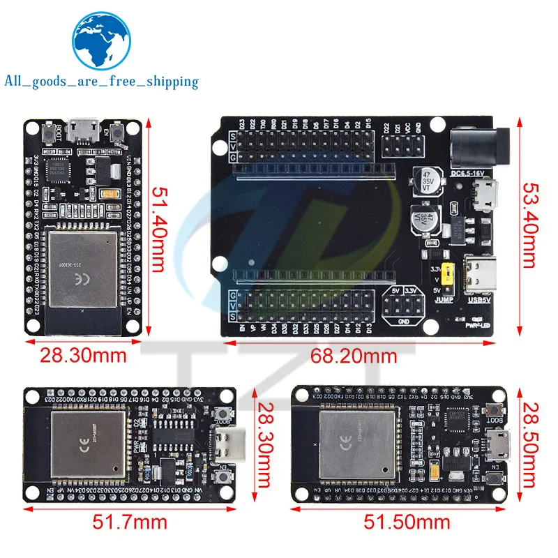 TZT ESP32 Development Board TYPE-C USB CH340 WiFi+Bluetooth Ultra-Low Power Dual Core ESP32-DevKitC ESP-WROOM-32 Expansion Board