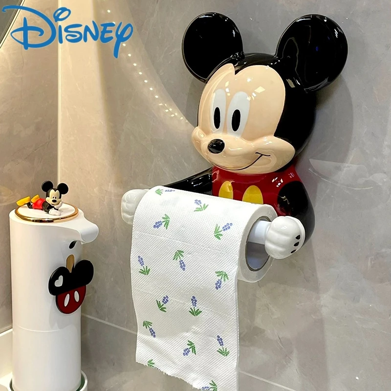 Disney Mickey Mouse Creative Toilet Bathroom Shelf Cartoon Cute Perforation-Free Toilet Paper Wall-Mountable Roll Of Paper Gifts