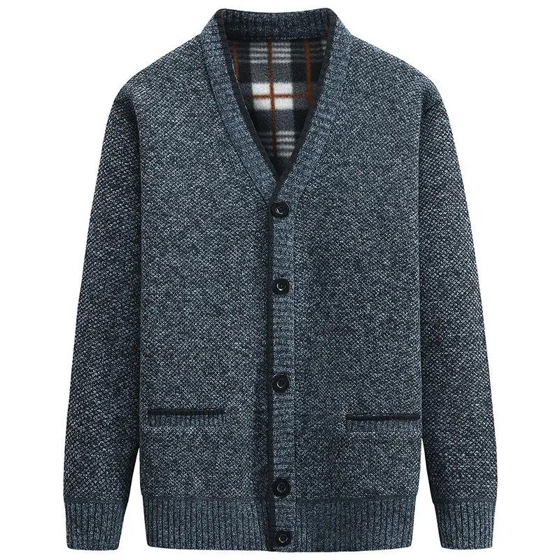 Cardigan à manches longues et col en V pour hommes, veste surdimensionnée, manteau noir, haut en tricot, vêtements populaires coréens