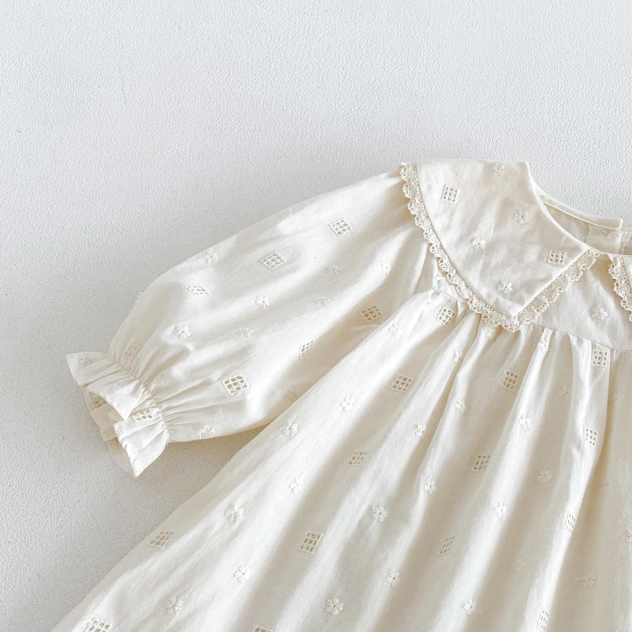 Mädchenkleid, Neues Herbstdesign mit Stickerei und Reverskragen, Prinzessinnenkleid für Babymädchen im Frühling und Herbst – Detail 5