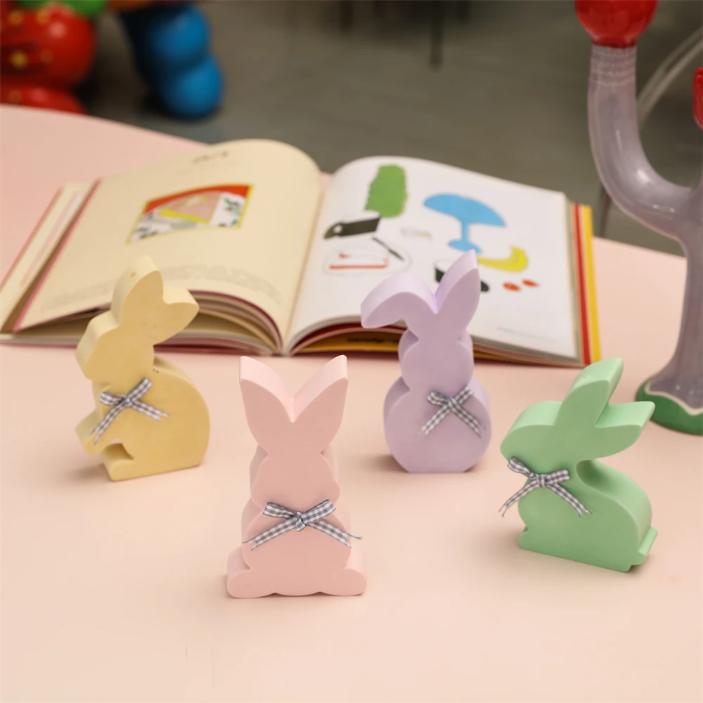 Adorable Bunny Home Decoration Silicone Mold for Jesmonite Handmade Easter Bunny Plaster Aromatherapy Making Desktop Decor