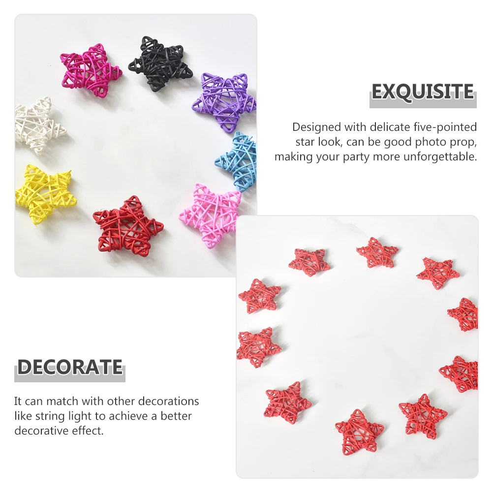 

20Pcs Christmas Star Decorations Rattan Stars Natural Five-Pointed Hanging Ornaments for DIY Home Wedding Party Decor Living
