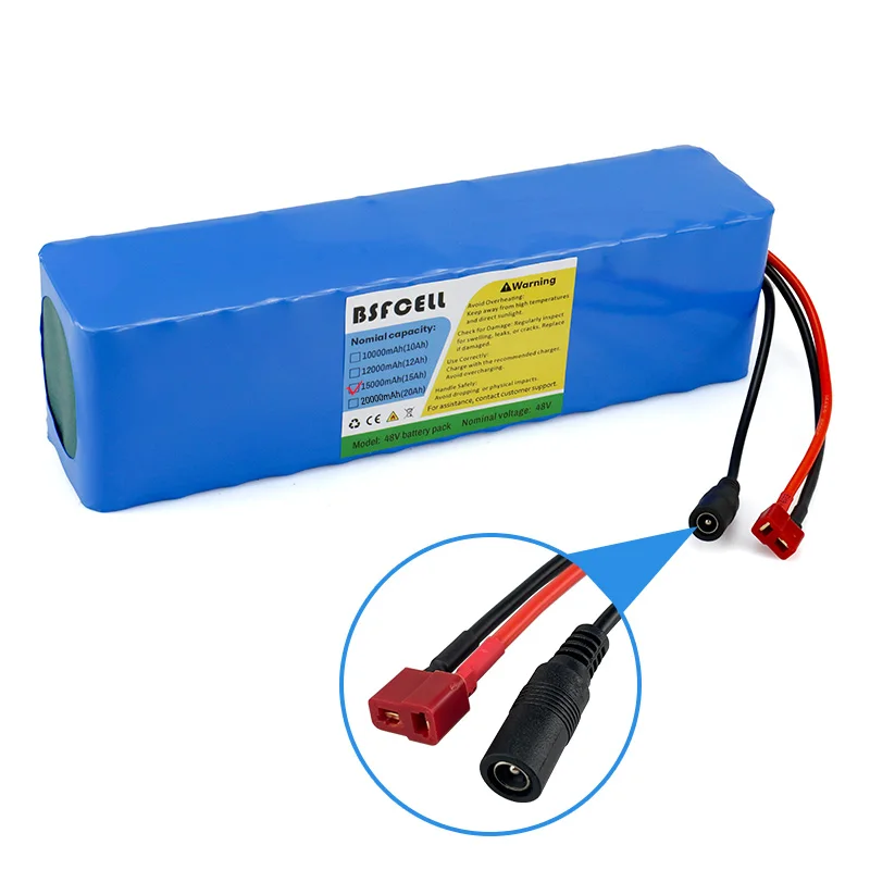 

New 48V E-Bike Battery, T-Plug Connector with BMS, 15000mAh Battery