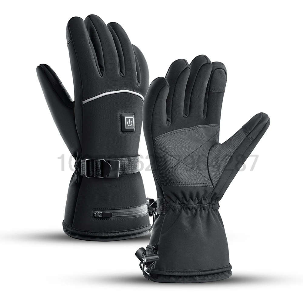 Guantes calefactados antideslizantes para exteriores, manoplas cálidas de invierno con funda de batería, impermeables, pantalla táctil para