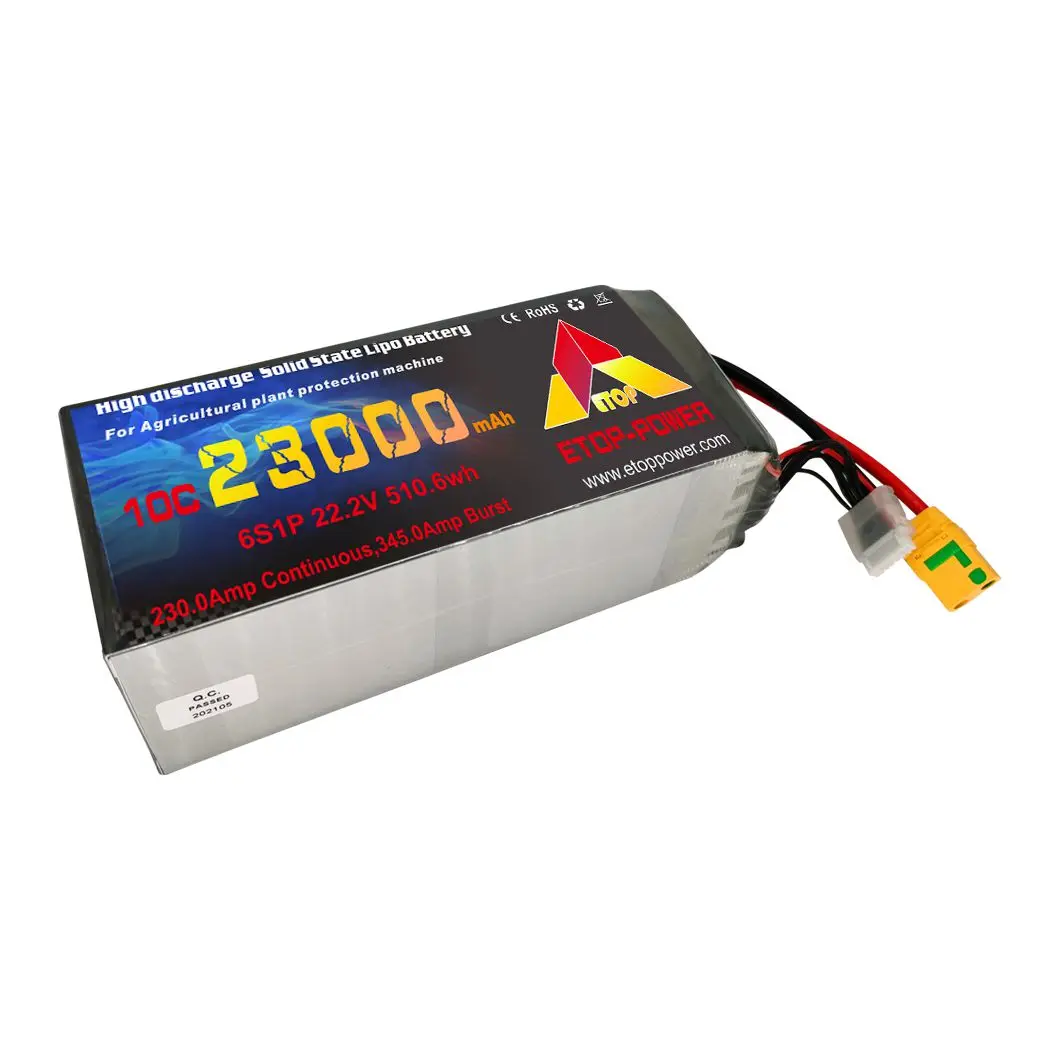 ETOP Solid state Lipo Battery  23000mAh 10C 15C 6S 22.2V For Agricultural aircraft UAV Drone 