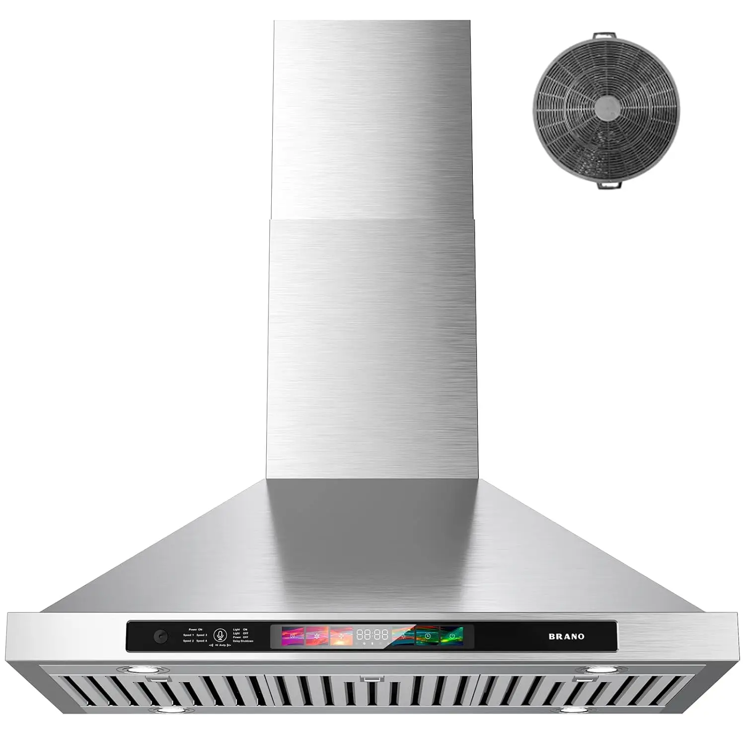 

30-inch Wall Mount Range Hood 900 CFM with Voice/Gesture/Touch Control, Stainless Steel Kitchen Hood Vent with 4, Customized
