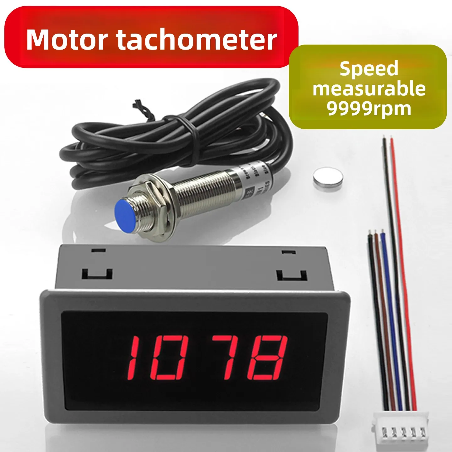 High Precision Digital Tachometer, RPM Speed Meter with Hall Sensor for DC Motor Measurement