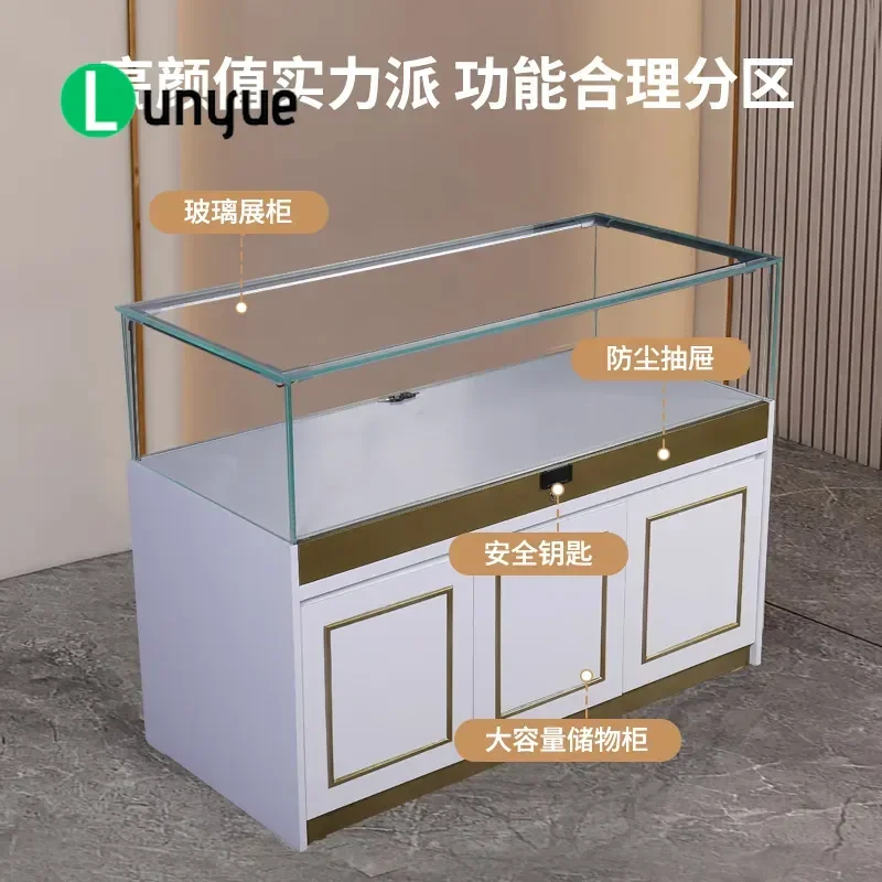 Wooden Display Cabinet for Design Showroom Light Luxury Painted Storage for Jewelry Skincare Samples Company Showcase