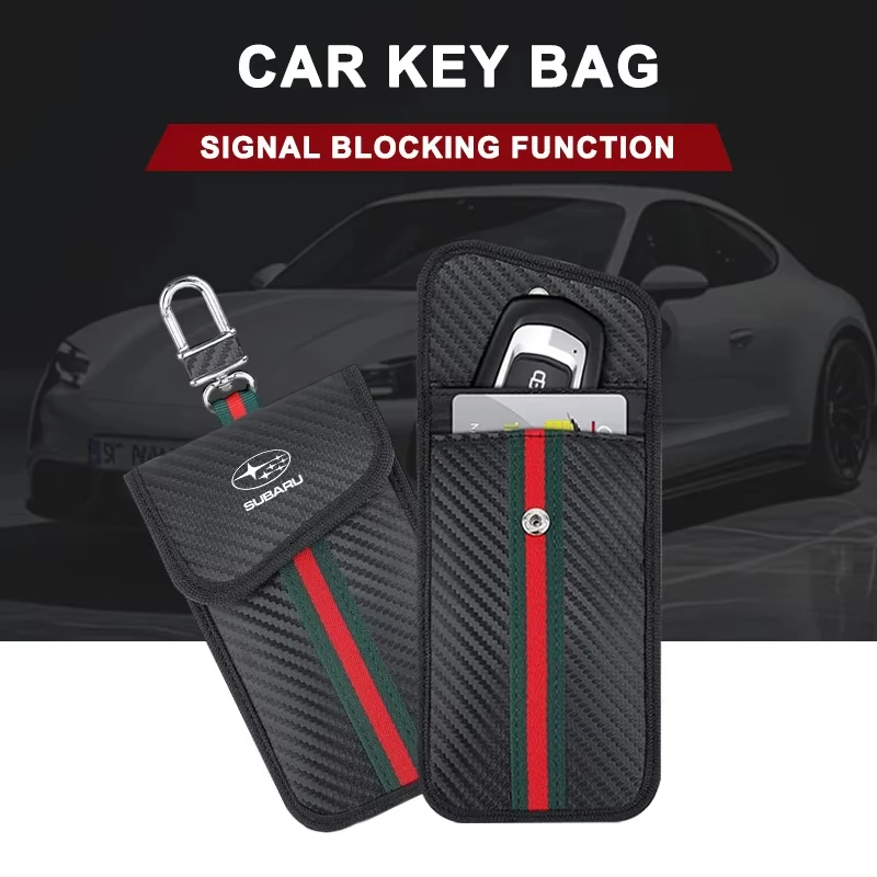 RFID Anti Theft Car Key Signal Blocking Pouch Keyfob Case For Subaru WRX Forester Outback Crosstrek Legacy Impreza Accessories view 3