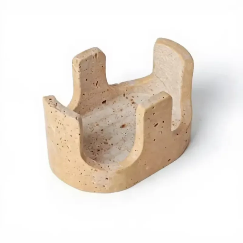 SAIDKOCC Double Beige Natural Stone Sink Storage Rack Washing Quartz Sponge Holder with Raised Edge for Kitchen Decor Water