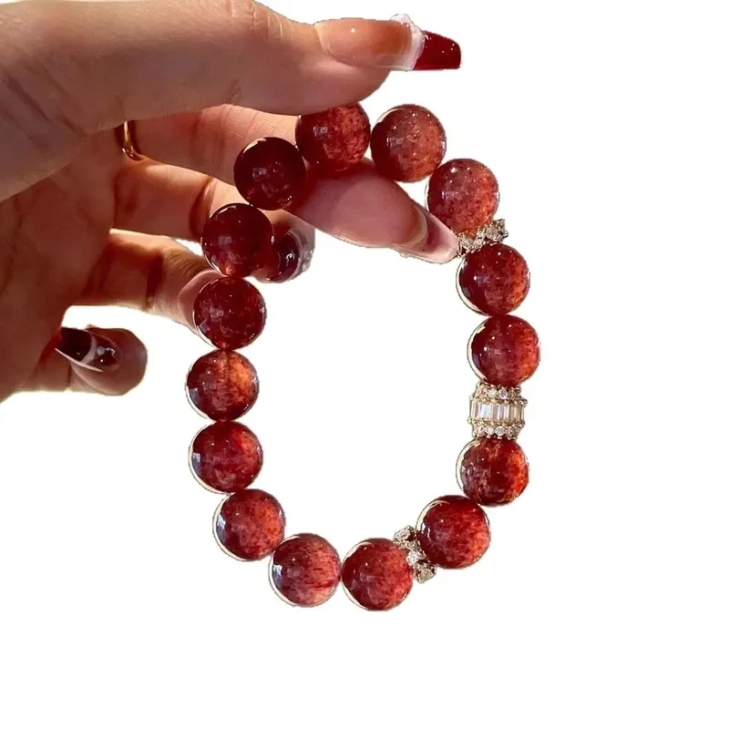 Natural Starlight Pigeon Blood Red Strawberry Crystal Bracelet Female Recruitment Peach Blossom Red Transshipment Recruitment