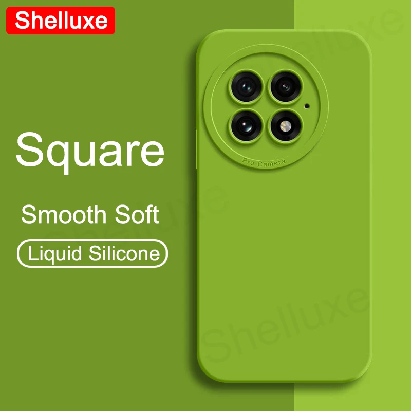 

For OnePlus13 Case Shelluxe Square Liquid Silicone Soft Cover For OnePlus 13 13R 13T 13S OnePlus13R Silky-Feel Phone Cases