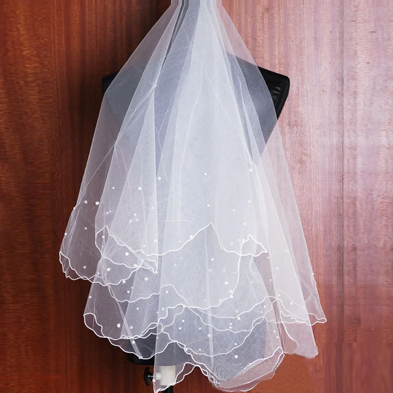 Elegent Wedding Veil Bridal Tulle One Layers Short White 2024