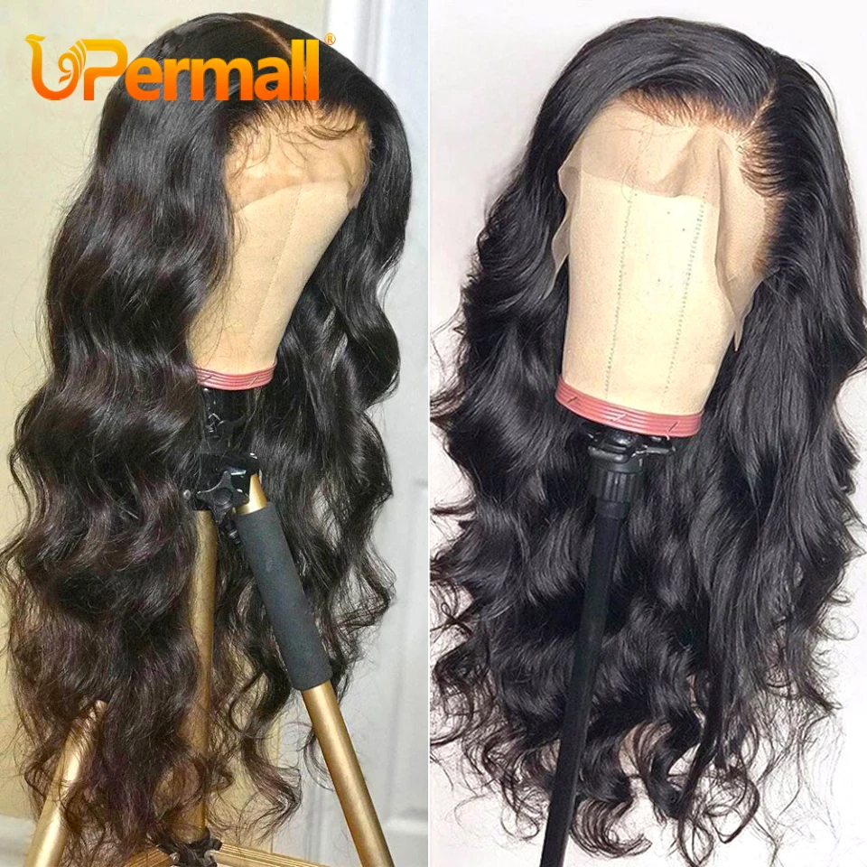 Upermall Long HD Transparent Lace Front Human Hair Wig Brazilian Remy 30 Inch 13x4 Body Wave Lace Frontal Wigs For Black Women