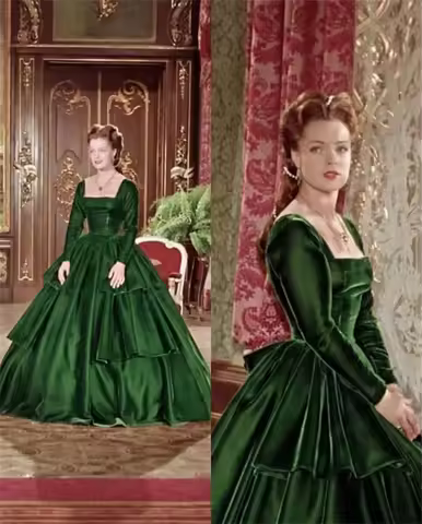 Long Sleeve Green Empress Sisi Cosplay Dress Victorian Civil War Princess Sissi Costume Tea Party Evening Prom Dress Ball Gown