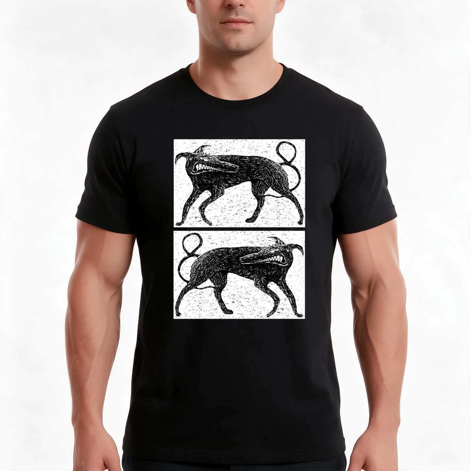 Creepy Boingo Hounds T-Shirt, Summer Casual Cotton Tee, Oversized Streetwear Tops, Vintage Graphic Print, Loose Fit Short Sleeve