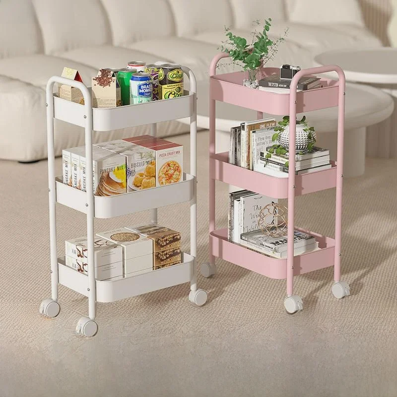 

Portable Rotatable Mobile Kitchen Bedroom Baby Room Multi-Functional Storage Ra Stand Four Layers HIPS Stainl Steel Orga...