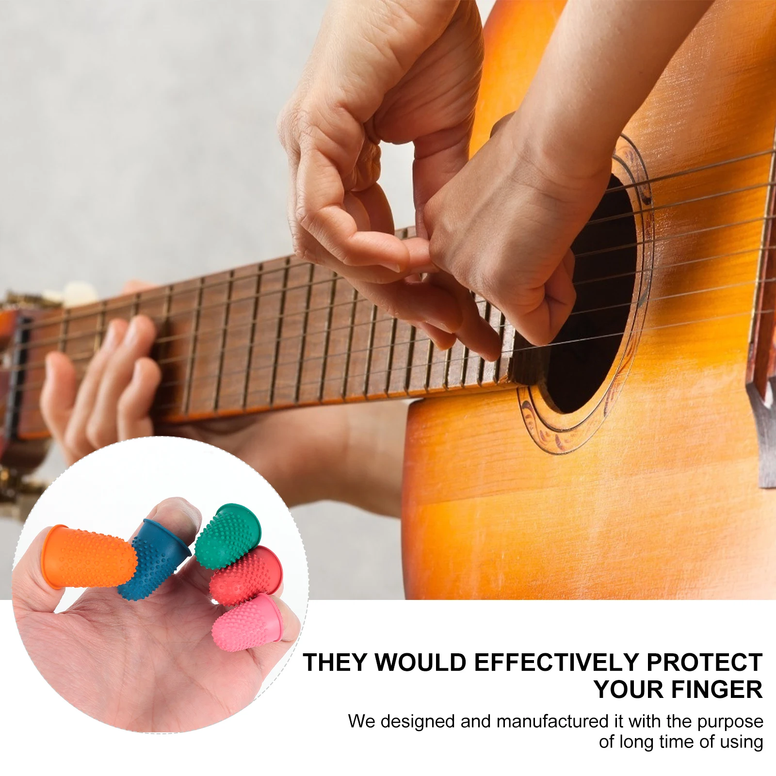 

20 Pcs Flashing Guitar Finger Cots Protectors Rubber Waterproof Fingertip Guard