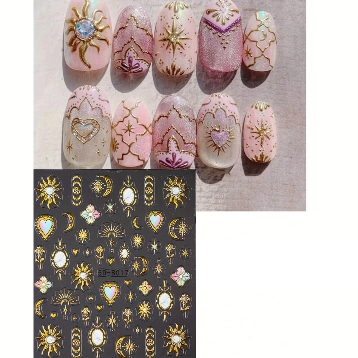 2/3PCS 라마단 스타 문 러브 릴리프 네일 스티커, - Nail Art Rose Gold 리뷰 및 가격