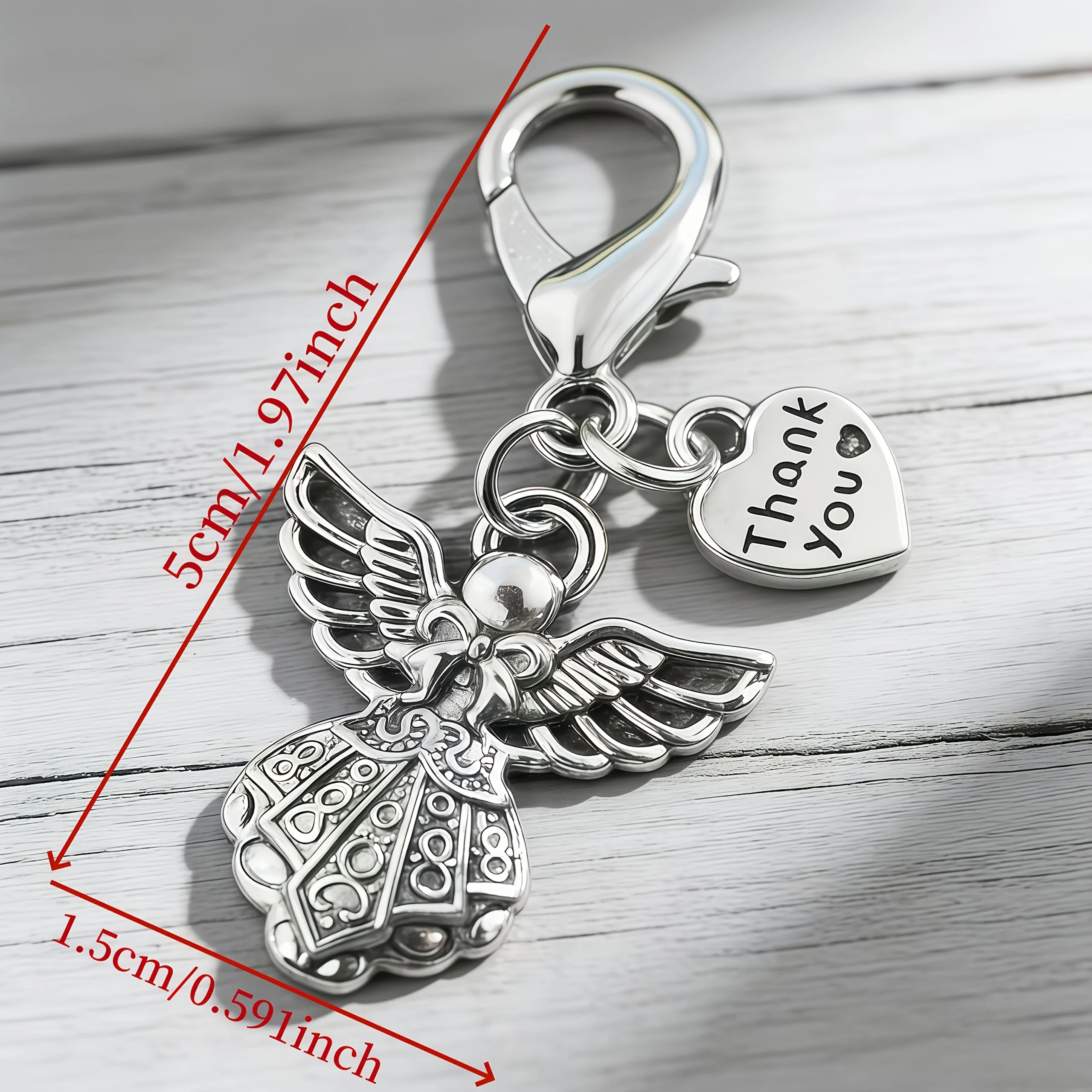 20Pcs Angel Keychains, Guardian Angel Heart Keyrings for Wedding Party Favors Thank You Gifts