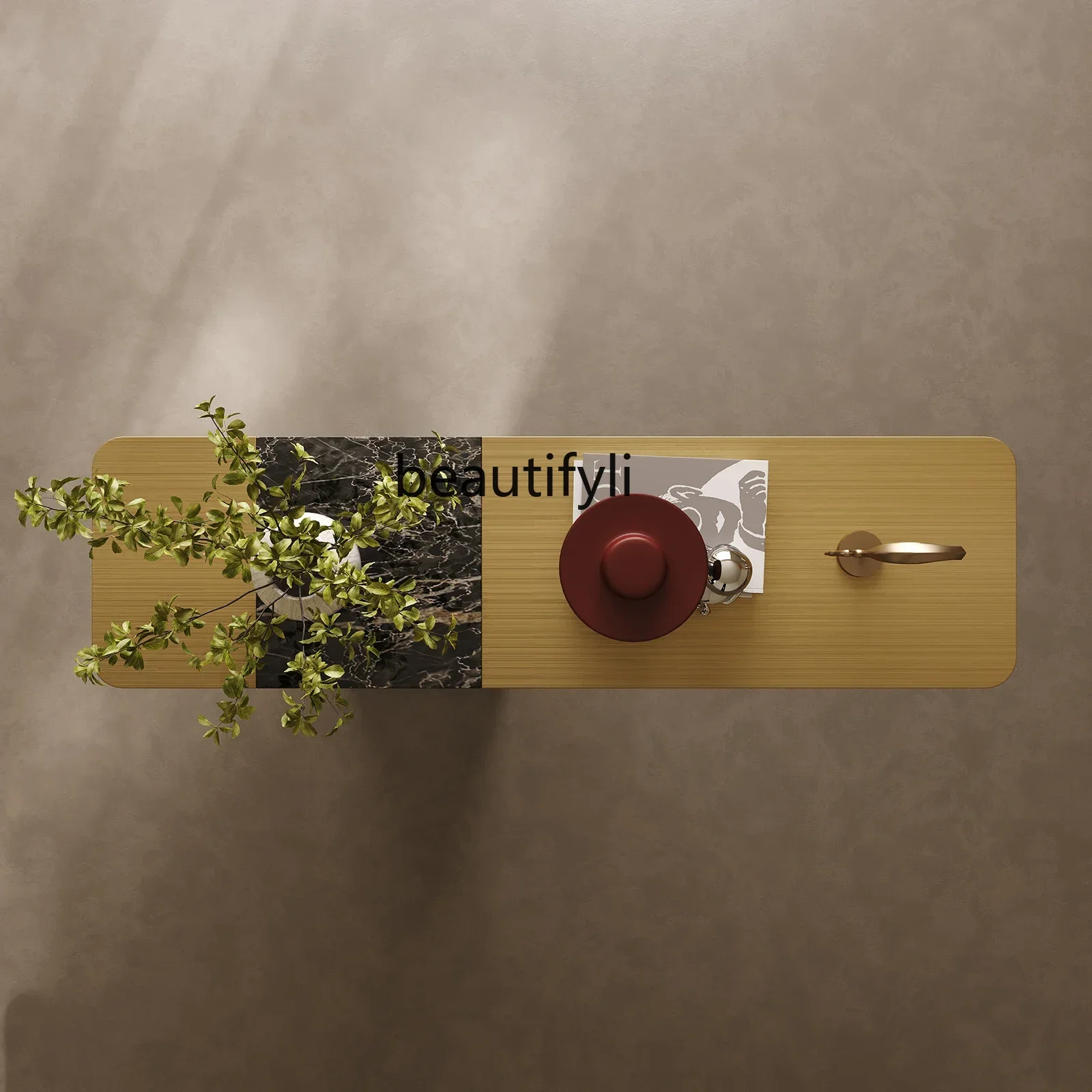 

ss25 Entrance platform Super narrow entrance table Light luxury against the wall Long strip Wabi Sabi wind storage platform