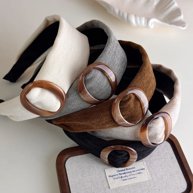 

NEW Autumn Winter Ring Wide Edge Headband Makeup Wash Face Hair Band Classic Retro Headband INS Hair Accessories for Women Girls