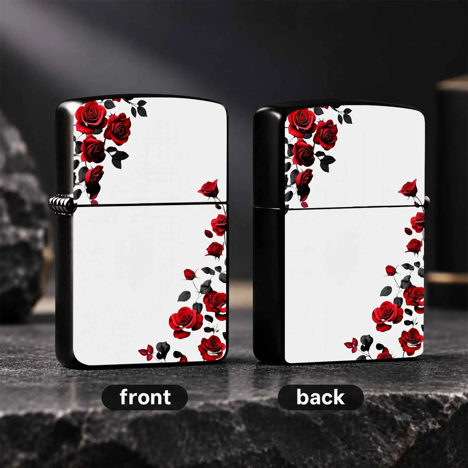 Exquisite Red Rose Pattern Portable Igniter, Elegant Gothic Aesthetic Red Black Floral Design, Ideal for All Daily Occasions, Thoughtful Present Choice for Families and Friends, Stylish Practical Accessory with Unique Ar A Humorous And Inte