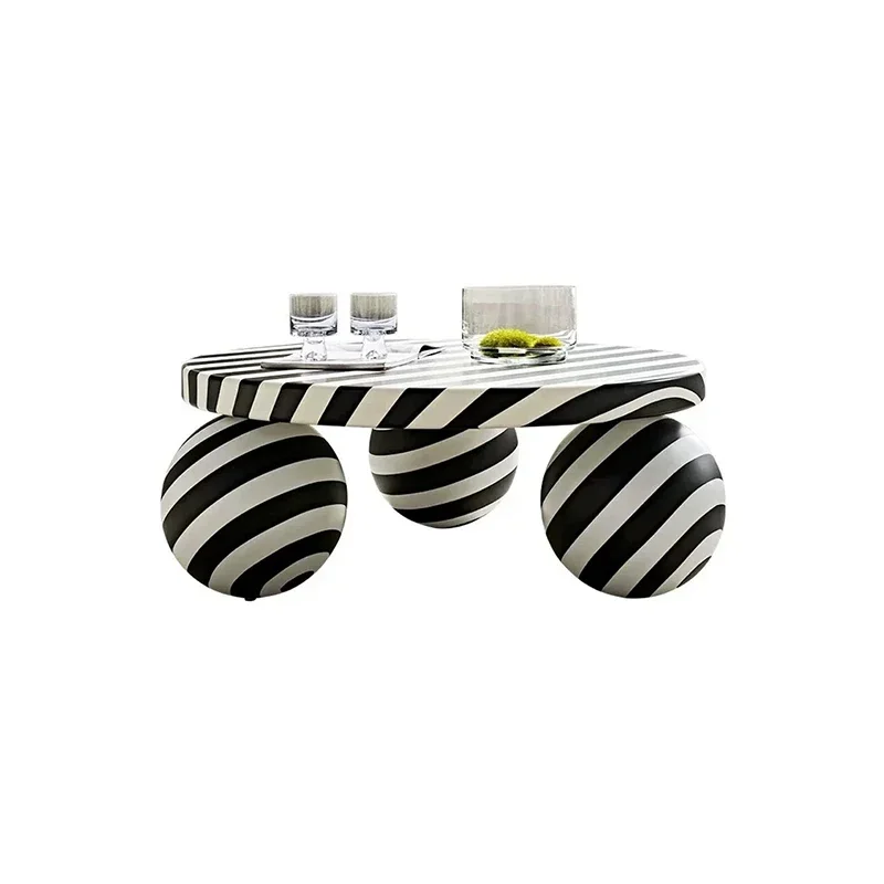 Modern simple zebra striped coffee table FRP black and white striped coffee table